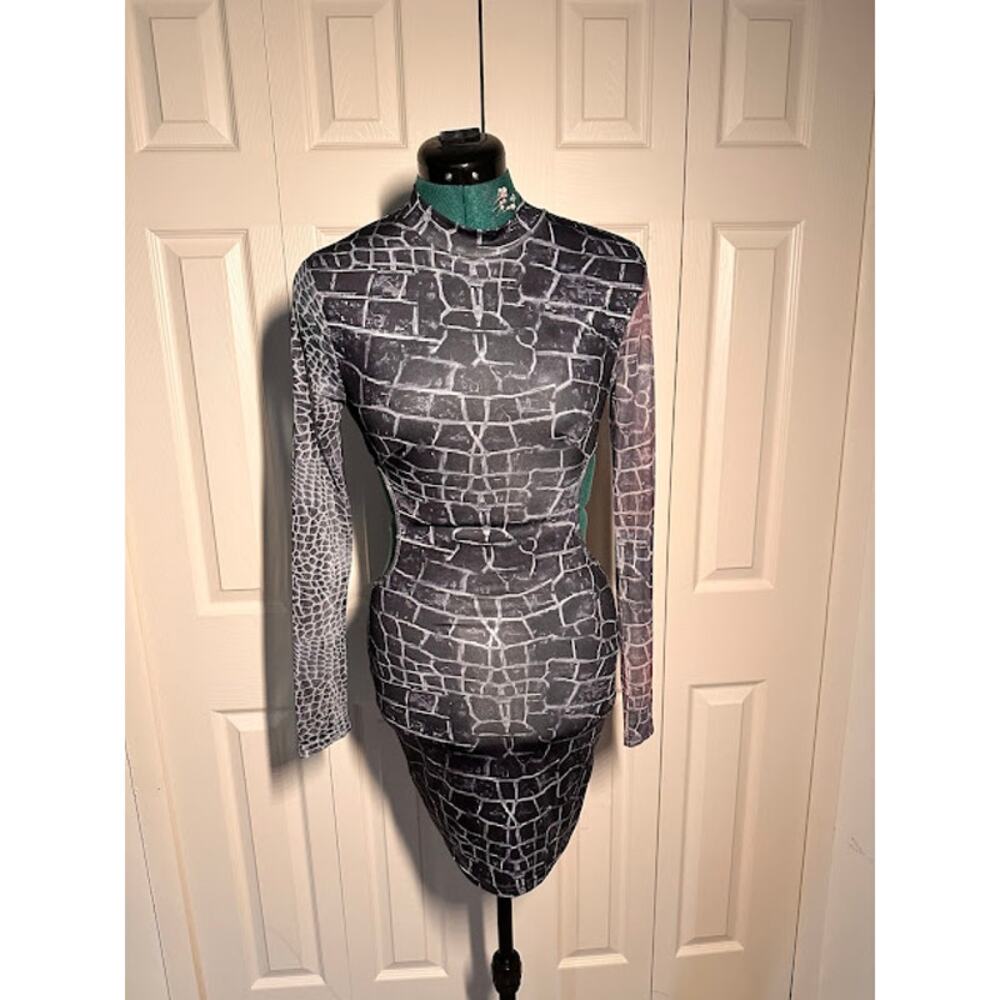 Women's Crocodile Print Mock Neck Cut Out Bodycon Dress